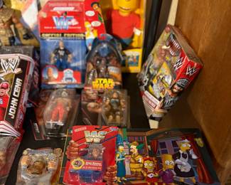 Vintage WWF and Simpson's memorabilia