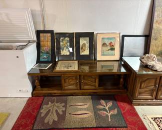 Wall art, wooden furniture and rugs