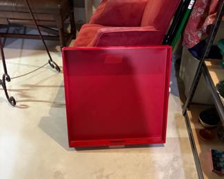 Red Tray and Red suede chairs (set of 2)