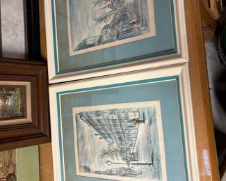 Set of New Orleans cityscape framed art