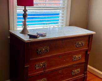 Antique Marble Top 3 Drawer Chest