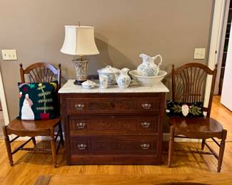 Antique 3 Drawer Chest w/ Marble Top