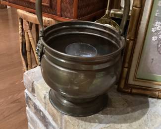 Brass bucket with porcelain handle