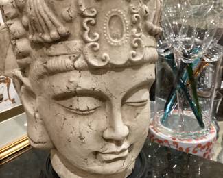 Redware sculpture of head