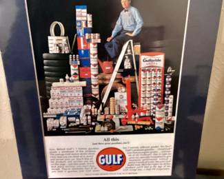 Golf Oil Vintage 1963 cans filter, gas tires original print