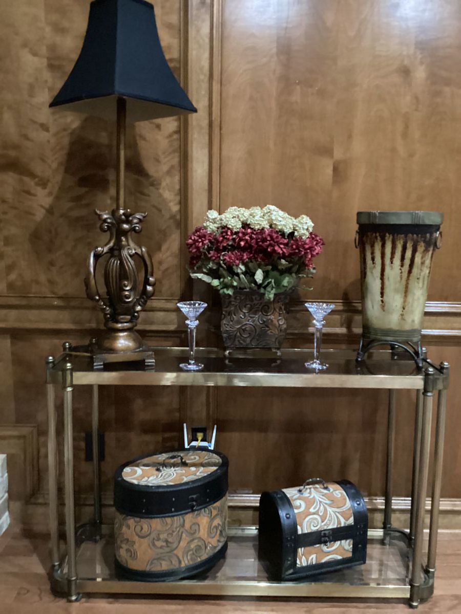 Glass & Brass Sofa Table