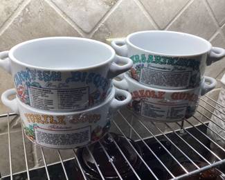 Double Handled Soup Bowls with Recipes 