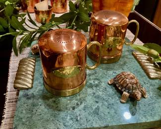 Copper and Brass Salt and Pepper Shakers 