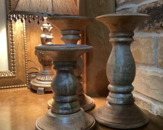 Tree set of wooden candle holders