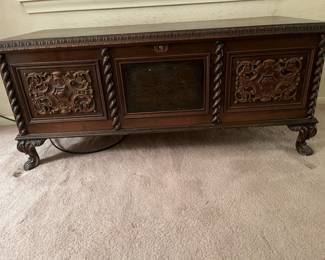 Antique walnut chest with key. Marvelous!