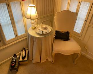 Women's Shoes, Side Table, Decorative Lamp, Chair, Purses