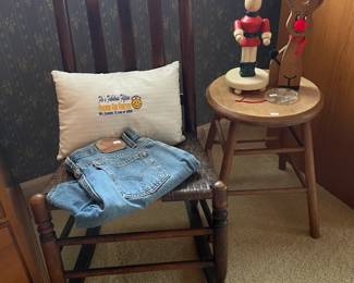 Wooden Stool, Wooden Chair, Christmas Decor