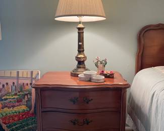 Wooden Side Table, Table Lamp
