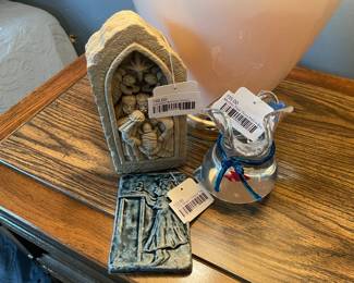 Murano Style Glass Fish in Bag, Carruth Nativity Stone, 