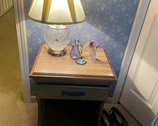 Wooden Side Table, Decorative Lamp