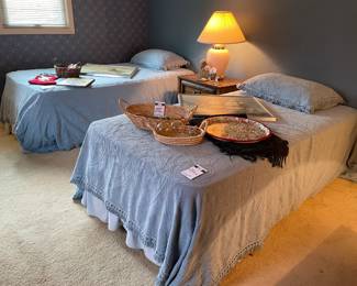 Unmarked Hot Wheels, Baskets, Framed Art, Wooden Side Table, Table Lamp, Murano Style Glass Fish in Bag, Carruth Nativity Stone, 