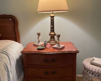 Wooden Side Table, Table Lamp, Candle Holders 