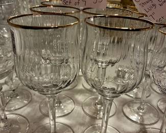 #137	Canaletto Gold Straight Optic by Luigi Water Goblets - 7.5" Set of 7	 $35.00