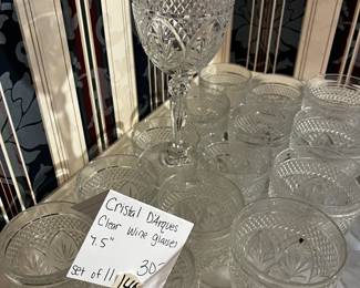 #140	Cristal D'Arques Clear Goblets 7.5" - set of 11	 $30.00
