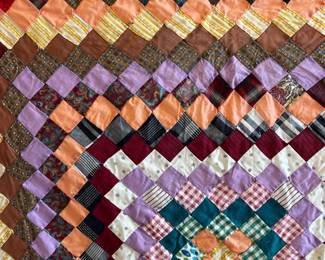 #198	quilt	scrappy square on point  quilt top 72x70	 $40.00 			
