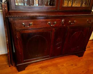 #2	antique China cabinet with 2 glass doors, 2 wood doors, 2 drawers, 3 wood shelves 53x19x36 to 89	 $400.00