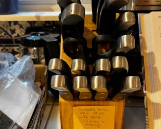 #160	 Henckels Knife Set - 1 man - 18 pc w/block (1 piece missing)	 $40.00