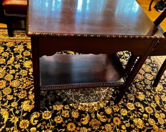 #24	Wood End Table w/carved Edge and Shelf - 29x18x29	 $125.00