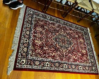 #121	Burgandy/Navy Hand-knotted Rug - American Classics - 100% Wool - 4x6'	 $175.00