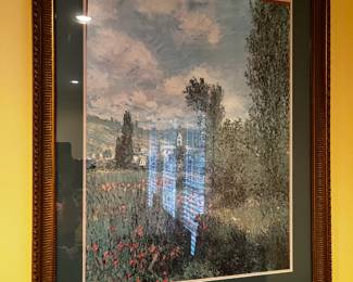 #179	Print of Italian Villa in Wildflower Field Matted and Framed - 32x42	 $50.00