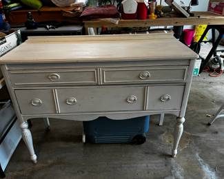 #71	White Painted White Buffet w/2 drawers (as is finish) - 48x18x35	 $75.00