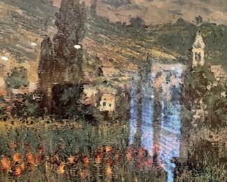 #179	Print of Italian Villa in Wildflower Field Matted and Framed - 32x42	 $50.00