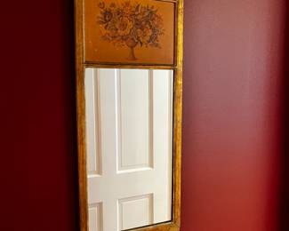 #18	gold mirror with painted flowers on top 12x23	 $75.00