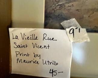 #97	La Vieille Rue Saint Vicent Print by Maurce utrille - 17x13	 $45.00