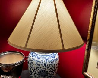 #11	blue ginger jar lamp 24"tall	 $150.00