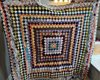 #198	quilt	scrappy square on point  quilt top 72x70	 $40.00 			
