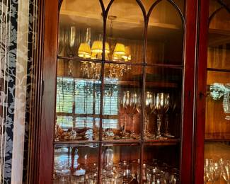 #2	antique China cabinet with 2 glass doors, 2 wood doors, 2 drawers, 3 wood shelves 53x19x36 to 89	 $400.00