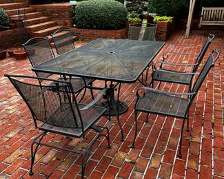 #39	Metal Rectangular Table w/6 Chairs (2 bouncy chairs) - 40x66x29 w/umbrella Stand	 $225.00