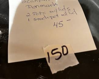 #150	Scanpan:Denmark 2 pots w/lids 1 Stock w/lid	 $45.00