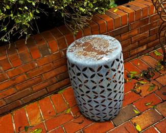 #53	Blue Metal Drum Table (as is chipped paint) 12x19	 $30.00