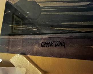 #95	 Chuck Long signed Print of Huntsville Hospital - Framed under Glass - 30x24	 $75.00