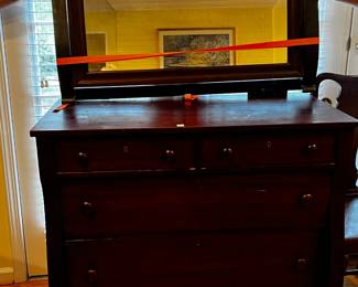 #30	Sligh Antique Dresser w.4 Drawers & Mirror (2 pieces) - on wheels - 44x22x37 - Mirror - 40x33	 $175.00