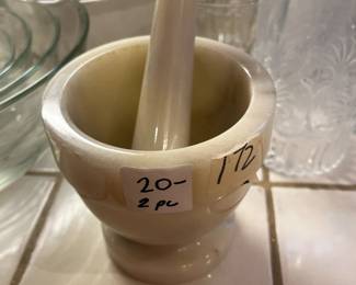 #172	White Marble Morter & Pestle	 $20.00