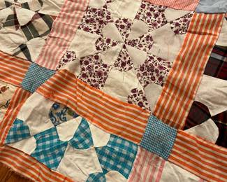 #192 Pin wheel on Point hand Pieced $30