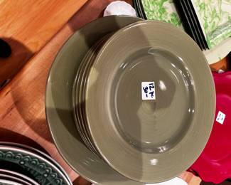 #159	Green Dinner, Salad Plates - Pier 1 - set of 12 pieces	 $30.00