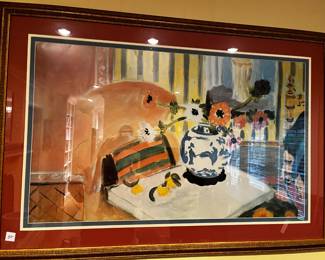 #178	Watercolor of Blue & White Vase Matted and Framed - 43x39	 $50.00