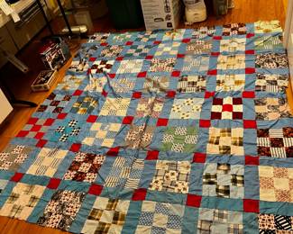 #188	quilt	Aqua red quilt top 74x86	 $35.00