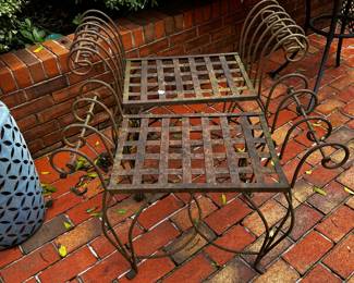 #52	Metal Decorative Garden Bench w/sides - 32x15x17 - Set of 2 His and Hers (second one shorter	 $150.00