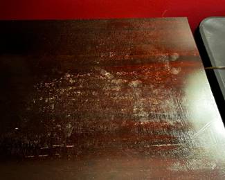 #14	wooden game table on pedestal base 34x17to34x30	 $175.00