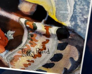 #167	Sunflowers by Terry Reid - 1982 Print Framed and Matted - 27x36	 $40.00