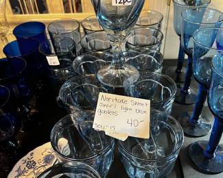 #141	Noritake Sweet Swirl Light Blue Goblets - Set of 12	 $40.00
